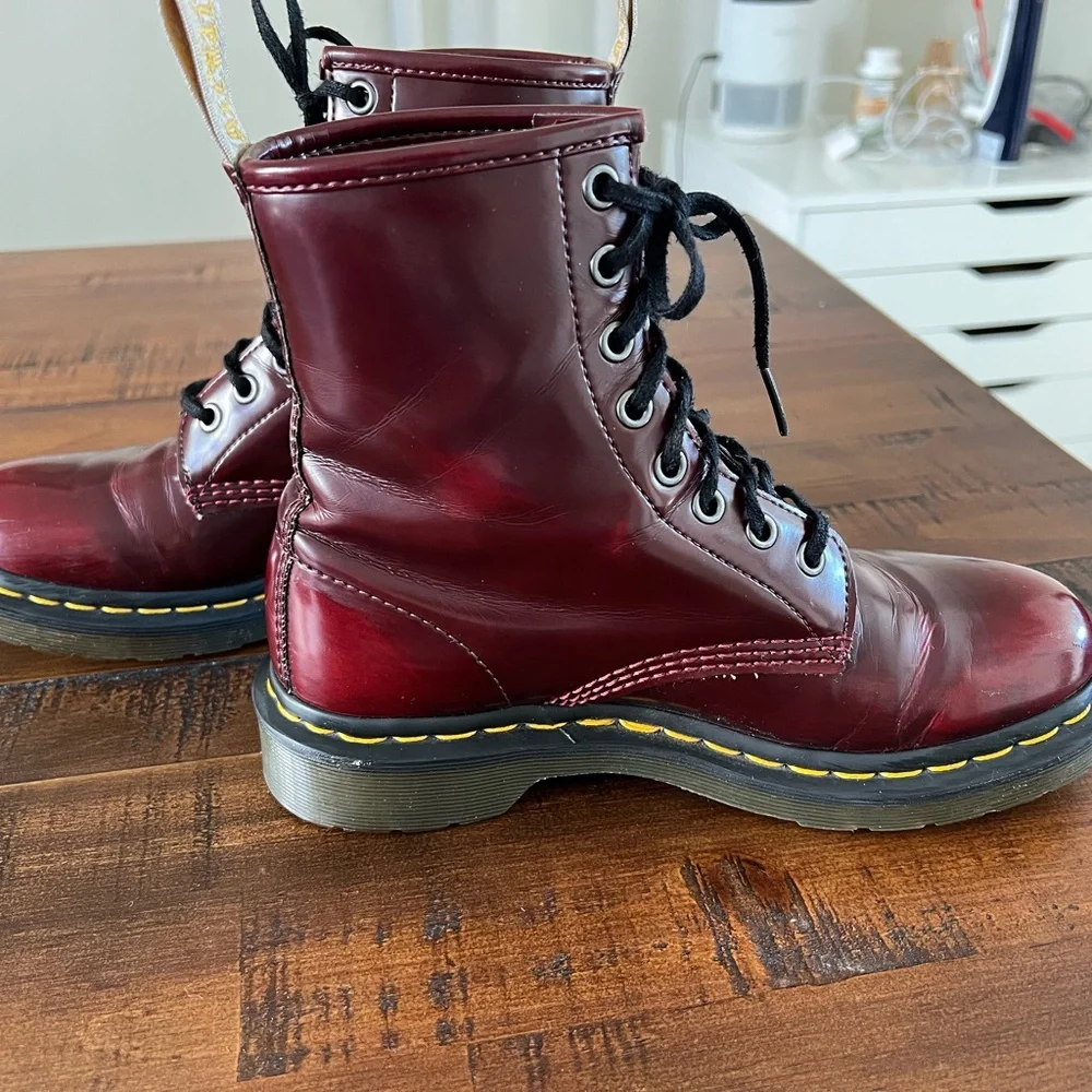 Dr. Martens Burgundy Ankle Boots - Picture 1 of 4